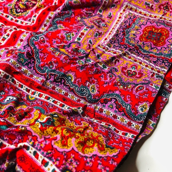 VTG 70s Handmade & OOAK Women’s Wide Leg Super Flare Culottes Pants Red Paisley - Picture 14 of 15